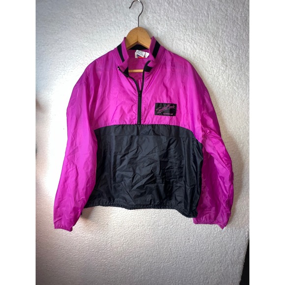 Vintage Hondaline Scooter Mania Honda Windbreaker Pink Black XL Quarter Zip